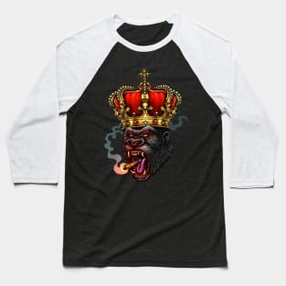 Smoking Kong Head with the crown Baseball T-Shirt